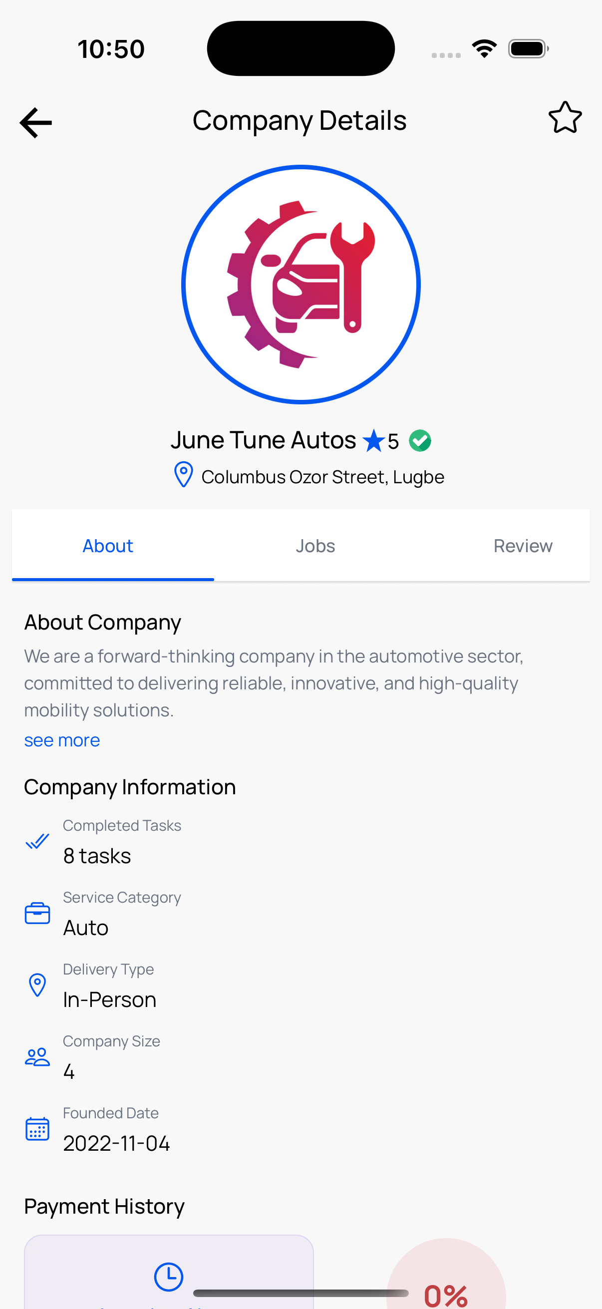 Company Details Screen