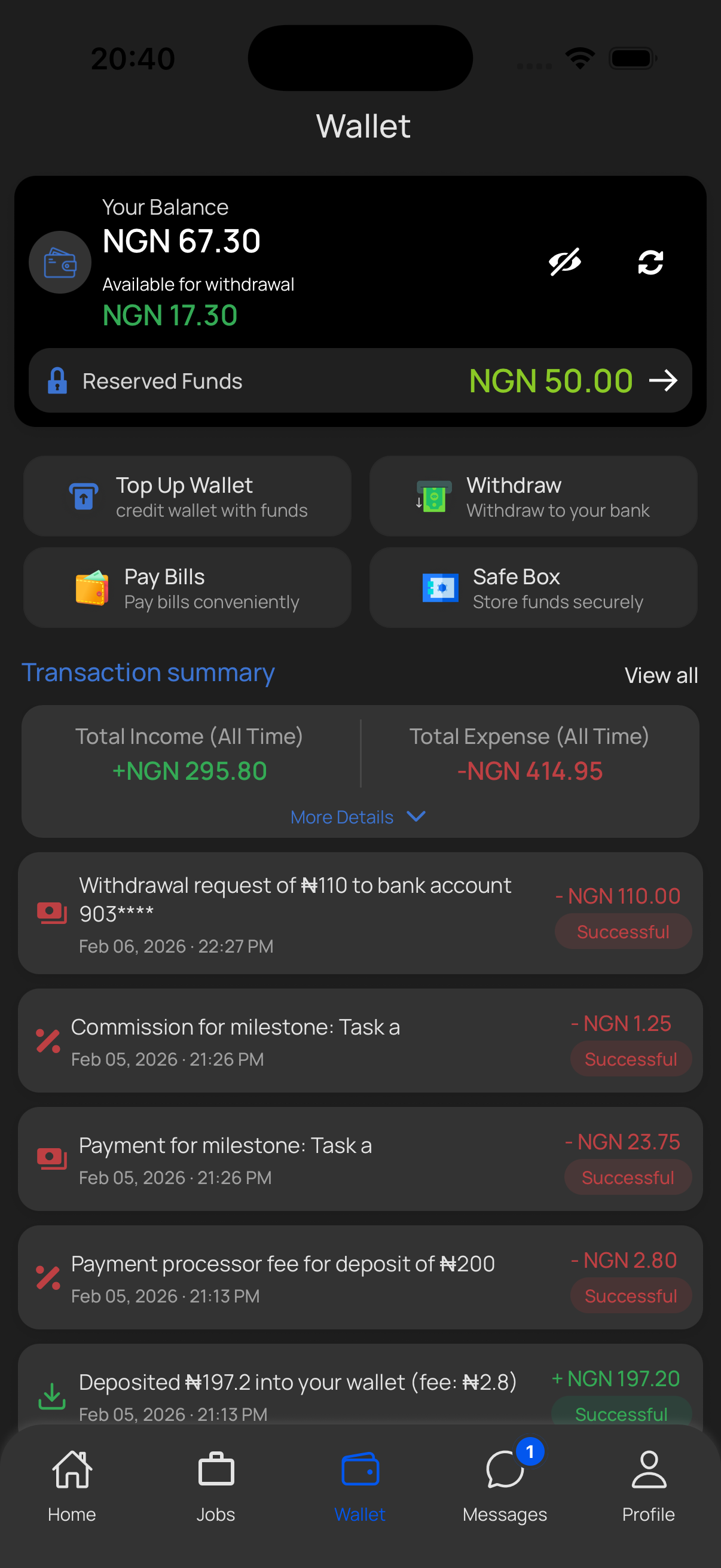 Wallet Screen